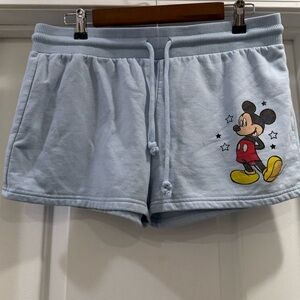 Disney Women's  Mickey Mouse Sweat  Shorts Light Blue Size Large